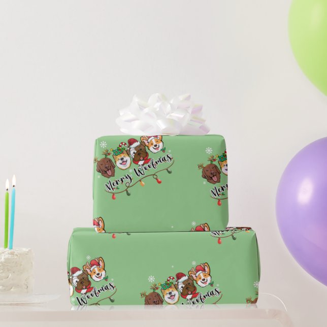 Merry Woofmas Typography Wrapping Paper (Party Gifts)