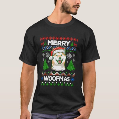 Merry Woofmas Ugly Sweater Christmas Shiba Inu Lov