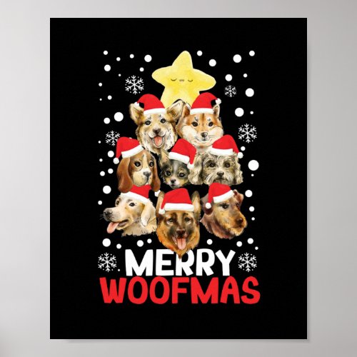 Merry Woofmas Woof Christmas tree dog lover Poster