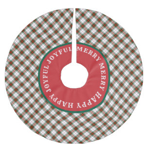 MERRY Words Scottish Tartan Brushed Polyester Tree Skirt