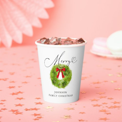 Merry Wreath Christmas Party Paper Cups