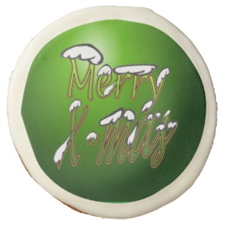 Merry X-mas Green Lettering Sugar Cookies