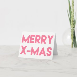 Merry X-Mas, Modern Hot Pink Typography Christmas