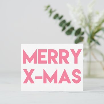 Merry X-Mas, Modern Hot Pink Typography Christmas