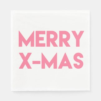 Merry X-Mas, Modern Hot Pink Typography Christmas