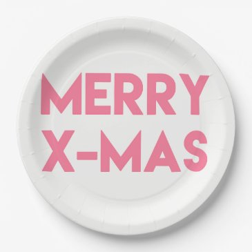 Merry X-Mas, Modern Hot Pink Typography Christmas