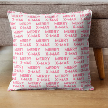 Merry X-Mas, Modern Hot Pink Typography Christmas