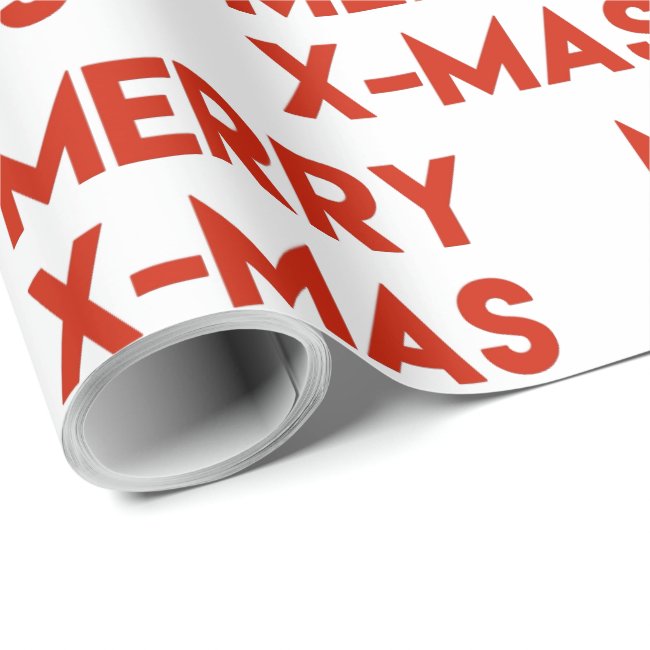 Merry X-mas, Modern Red Christmas Wrapping Paper