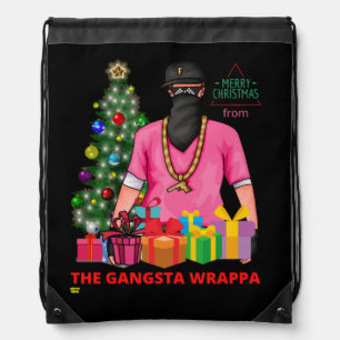 Merry X-MASS FROM THE GANGSTA WRAPPA funny Drawstring Bag