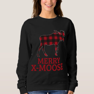 Merry X-MooseRed Plaid Buffalo Matching Family Paj Sweatshirt