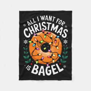 Merry Xmas All I Want For Christmas Bagel Men Wome Fleece Blanket