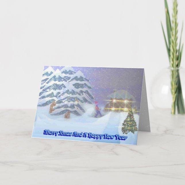 Merry Xmas and a Happy New Year Holiday Card (Front)