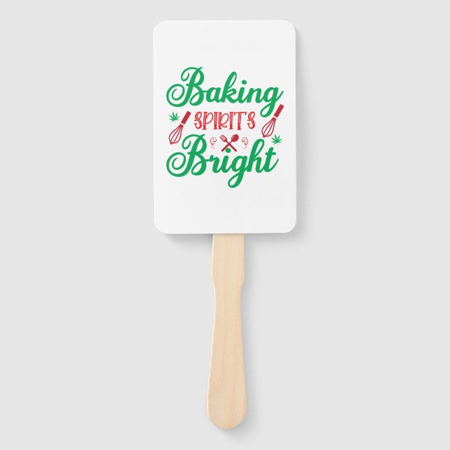 Merry Xmas Baking Spirits Bright Hand Fan (Front)