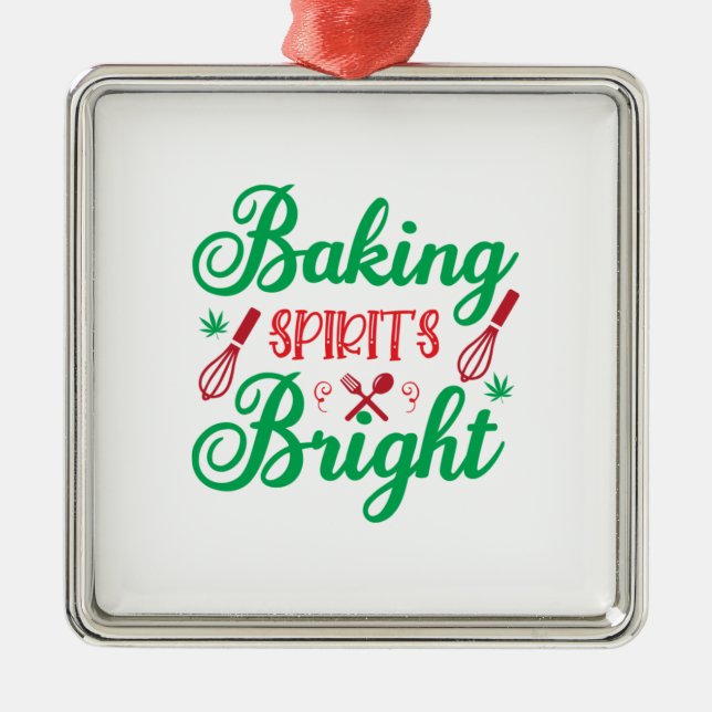 Merry Xmas Baking Spirits Bright Metal Ornament (Front)