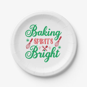 Merry Xmas Baking Spirits Bright Paper Plates