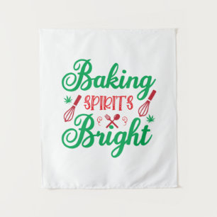Merry Xmas Baking Spirits Bright Tapestry