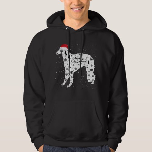 Merry Xmas Borzoi Dog Christmas Hoodie