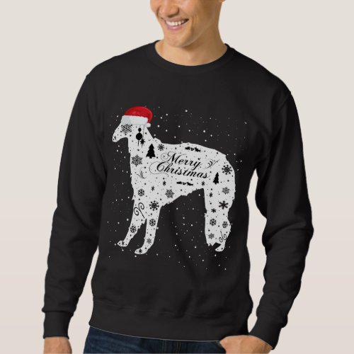 Merry Xmas Borzoi Dog Christmas Sweatshirt