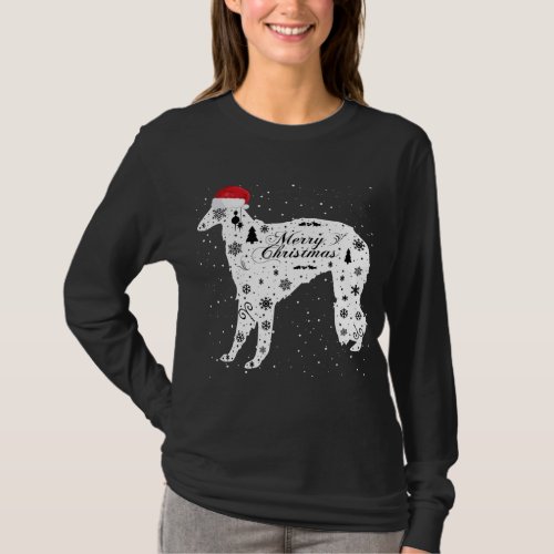 Merry Xmas Borzoi Dog Christmas T_Shirt