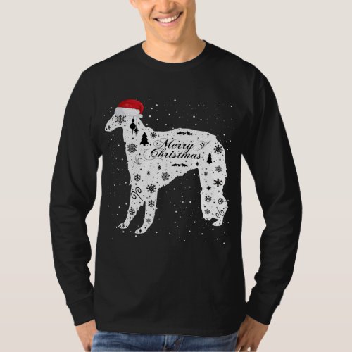 Merry Xmas Borzoi Dog Christmas T_Shirt