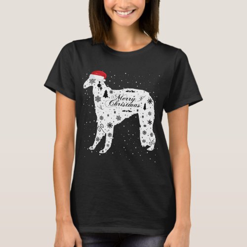 Merry Xmas Borzoi Dog Christmas T_Shirt