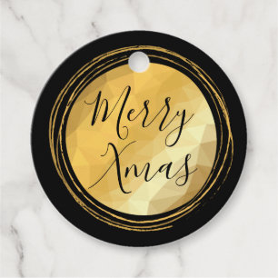 Merry Xmas calligraphy black and gold bright chic  Favor Tags