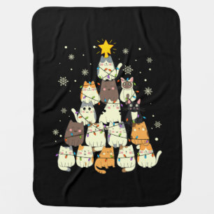 Merry Xmas Cat Christmas Tree Baby Blanket
