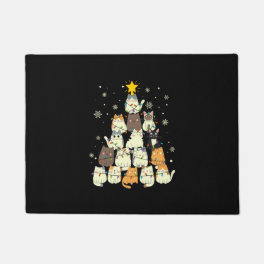 Merry Xmas Cat Christmas Tree Doormat
