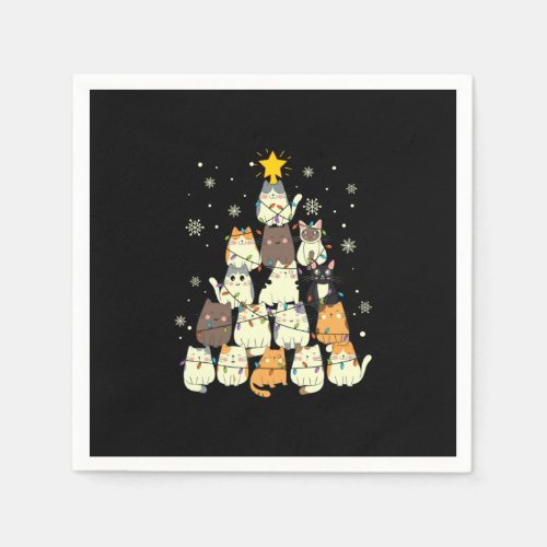 Merry Xmas Cat Christmas Tree Napkins