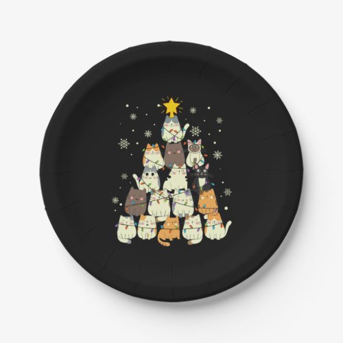 Merry Xmas Cat Christmas Tree Paper Plates