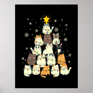 Merry Xmas Cat Christmas Tree Poster