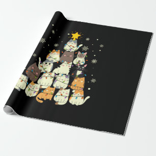 Merry Xmas Cat Christmas Tree Wrapping Paper