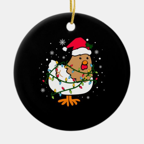 Merry Xmas Chicken Christmas Tree Light Ceramic Ornament