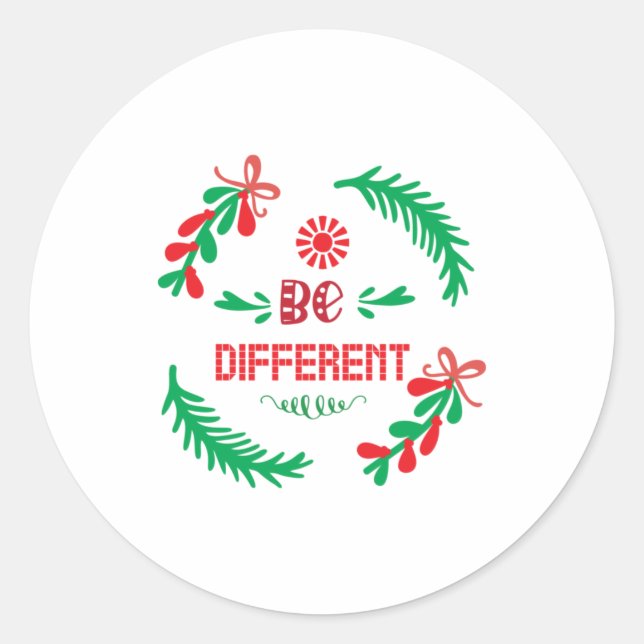 Merry Xmas Christmas Be Different Classic Round Sticker (Front)