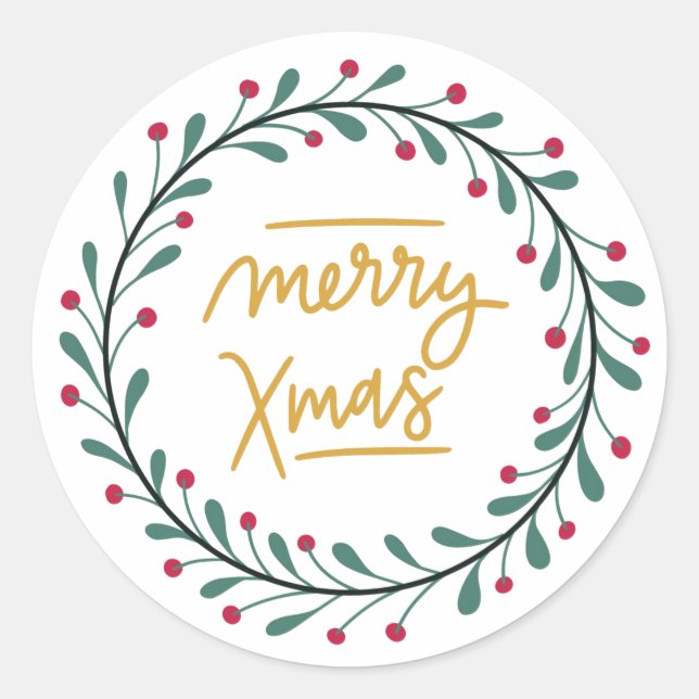 Merry Xmas Classic Round Sticker (Front)