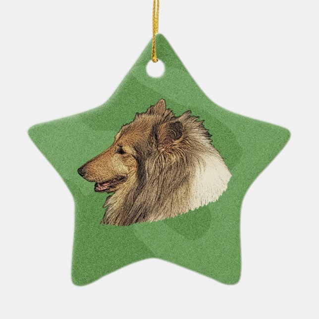 Merry Xmas Collie Ceramic Ornament (Front)