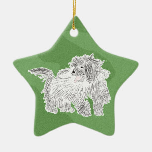 Merry Xmas Coton de Tulear Ceramic Ornament