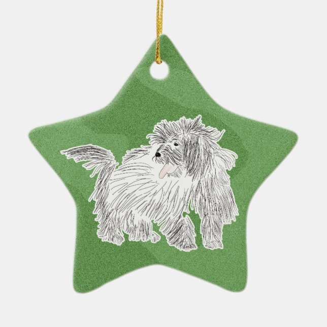 Merry Xmas Coton de Tulear Ceramic Ornament (Front)