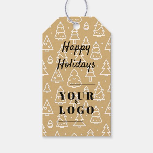 Merry Xmas Custom Logo Company Faux Gold Tree Gift Tags