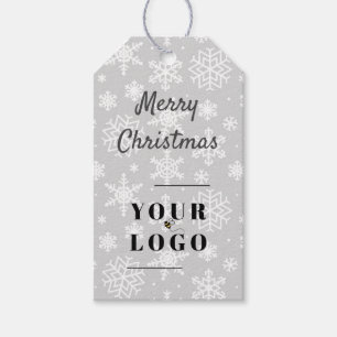 Merry Xmas Custom Logo Company Silver Grey Pattern Gift Tags