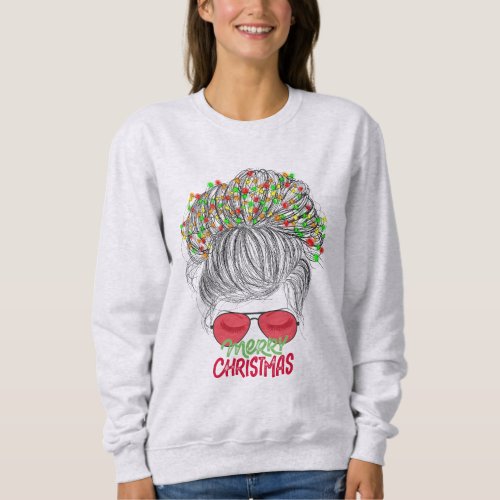 Merry Xmas Cute Girl Funny Girl Life Christmas  Sweatshirt