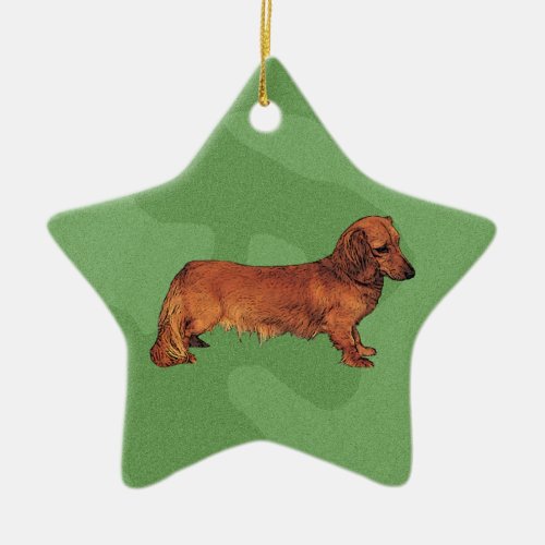 Merry Xmas Dachshund Ceramic Ornament