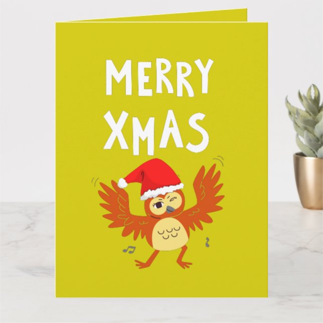 Merry Xmas Dancing Owl       Card (Small Plant)