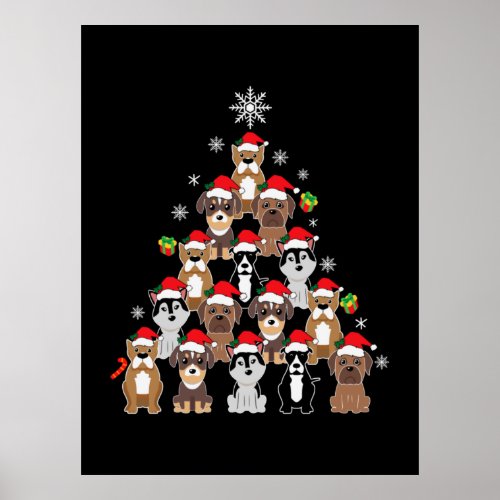 Merry Xmas Dog Christmas Tree Poster