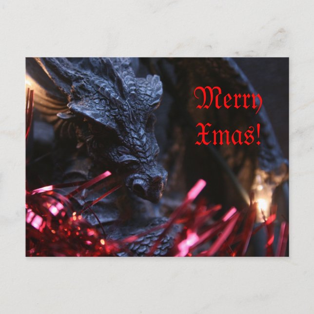 Merry Xmas Dragon Holiday Postcard (Front)