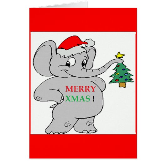 "MERRY XMAS" ELEPHANT CARDS (Front)