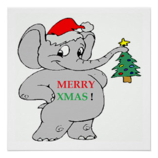 Elephant Christmas Posters | Zazzle