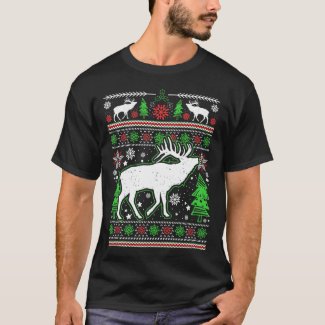 Merry XMAS Elk Ugly Christmas Animal T-Shirt