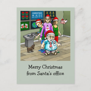 Merry Xmas from Santa's Office Holiday Postcard