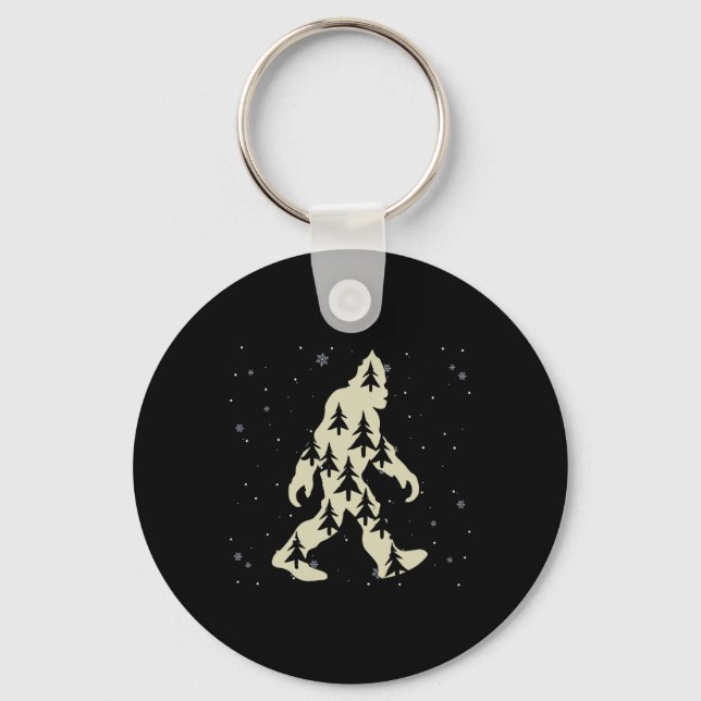 Merry Xmas Funny Bigfoot Santa Squatch Christmas T Keychain (Front)